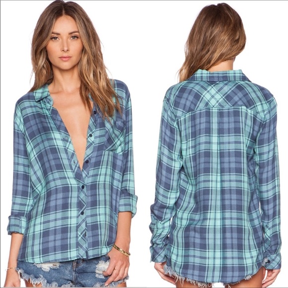 Rails Tops - Rails greens and blues plaid button down shirt